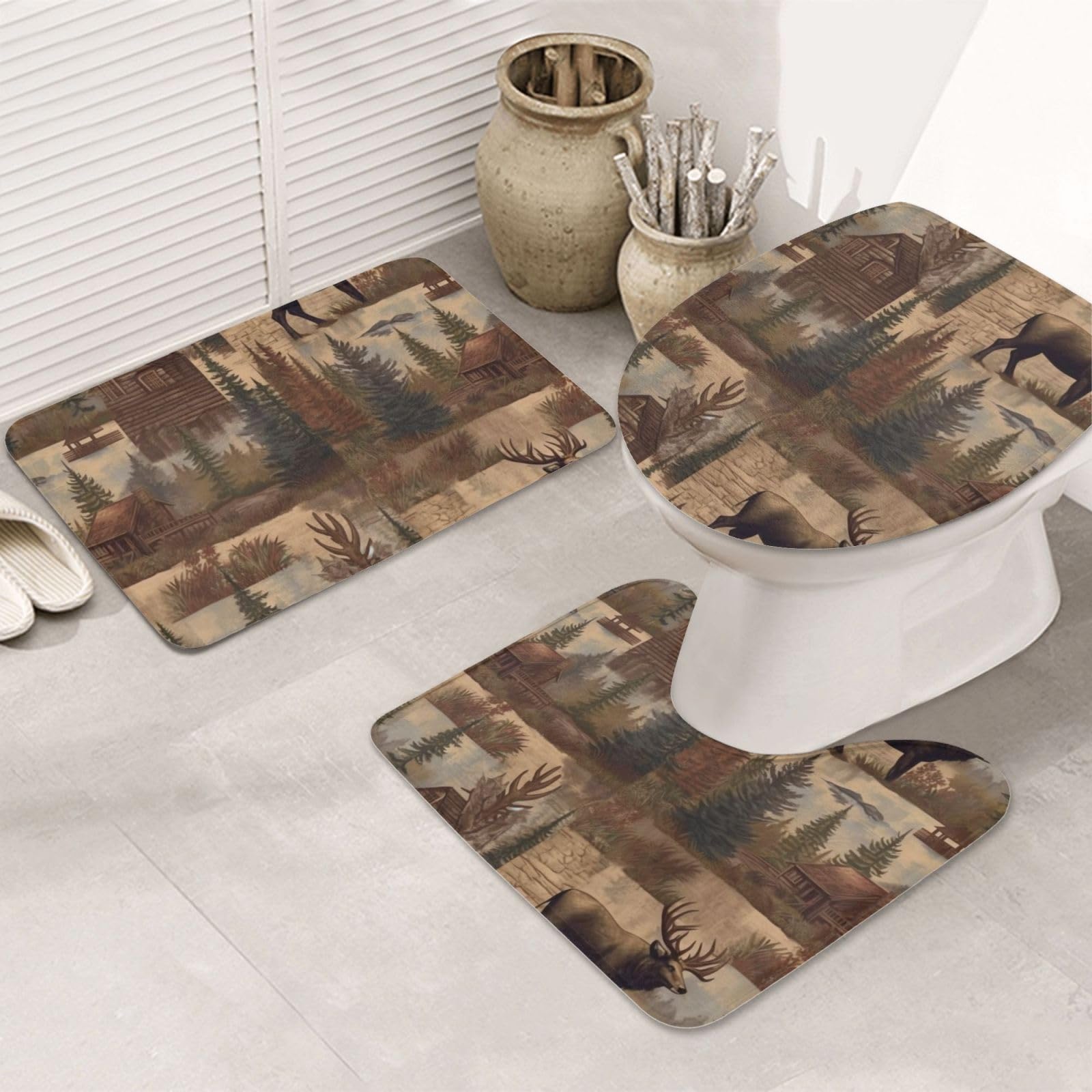 Tapis de bain élan microfibre antidérapant absorbant contour WC lot 3