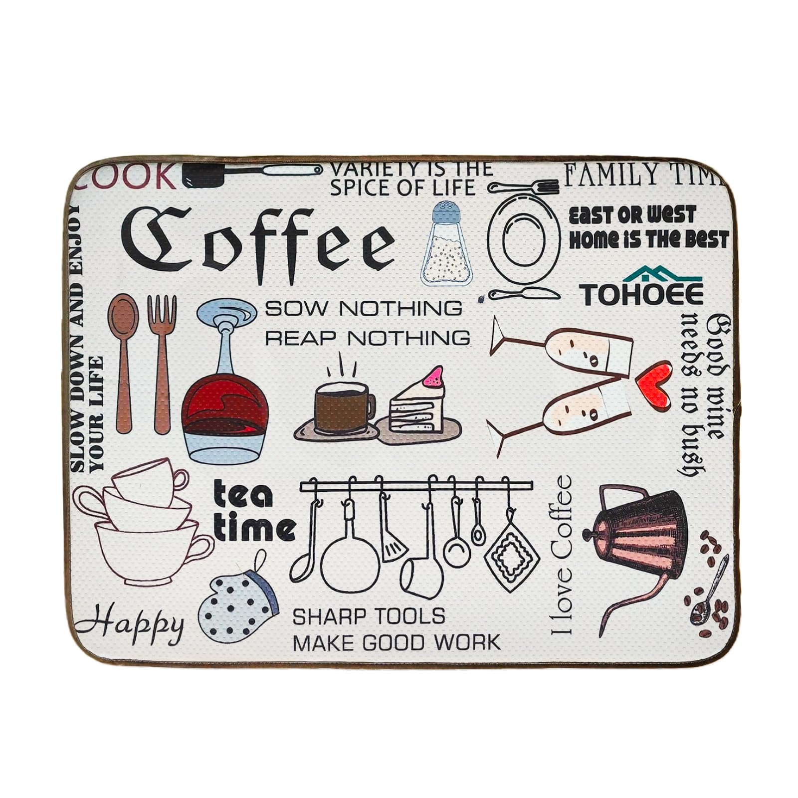 Tapis égouttoir à Vaisselle Microfibre 45x60 Cm - Super Absorbant, Antidérapant, Lavable - Pour Comptoir De Cuisine - 5