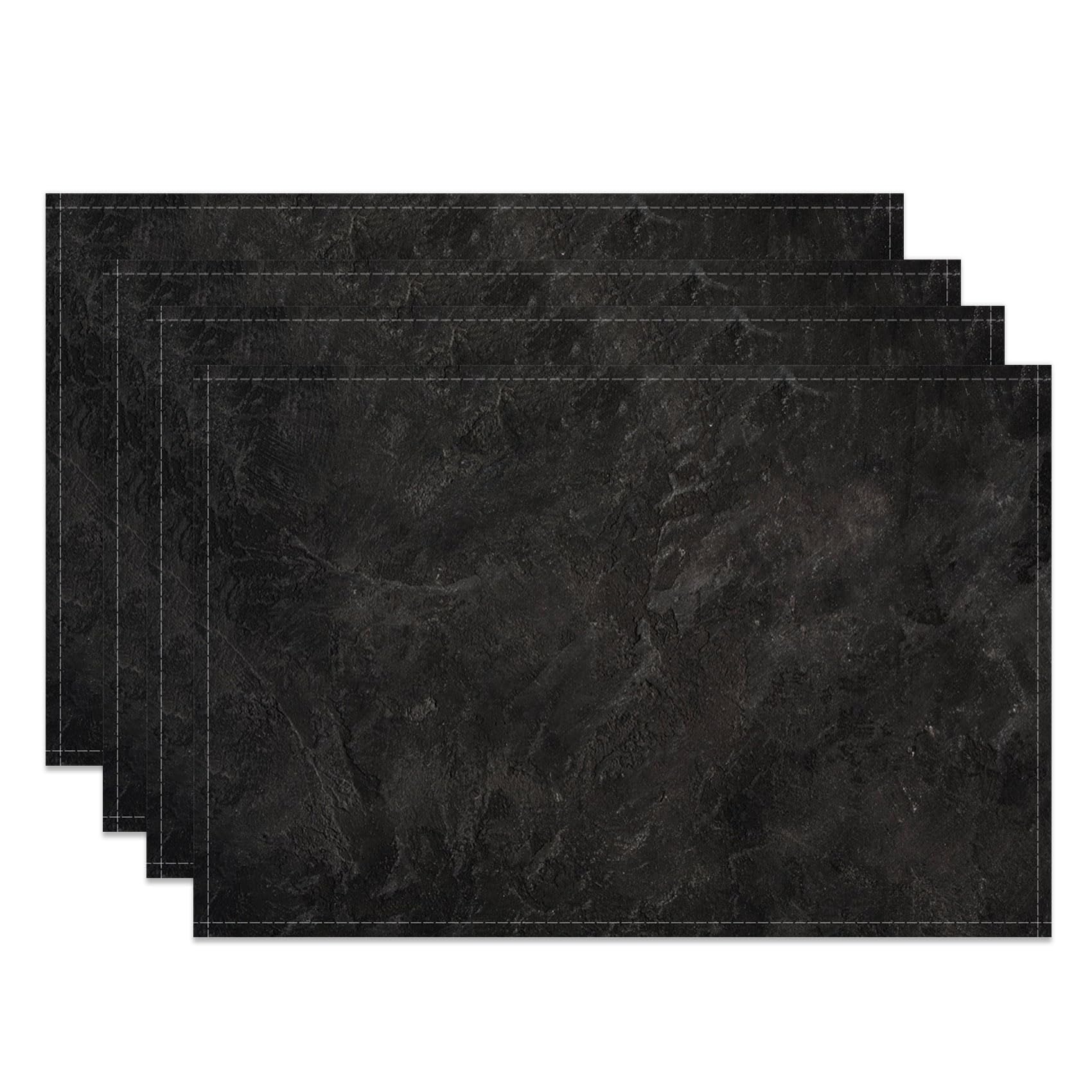 MIRRORANG Black Textured Placemats Set of 4 45x30cm Dark Modern Place Mats for Kitchen Dining Room Home Table Mats Decor