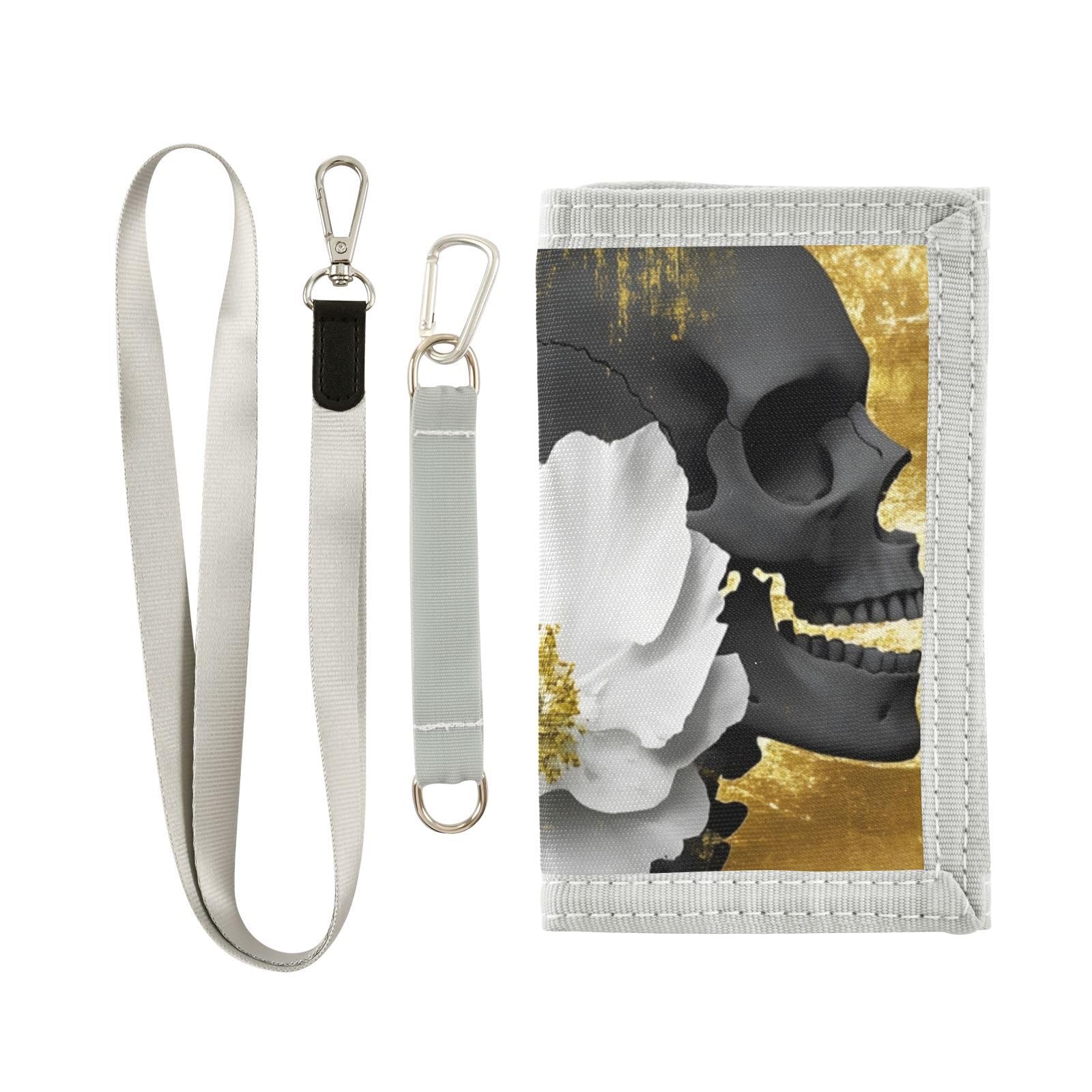 FOLIOSA Kids Wallet for Boys Girls Skull Rose Print Youth Wallet with Zipper Pocket Card Holders, Novelty Wallet 4.9×2.9 in