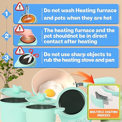 Miniatura 4 de Juego de cocina para niños, herramientas de cocina Montessori fáciles y seguras, utensilios incluye delantales para quemador de estufa, herramienta