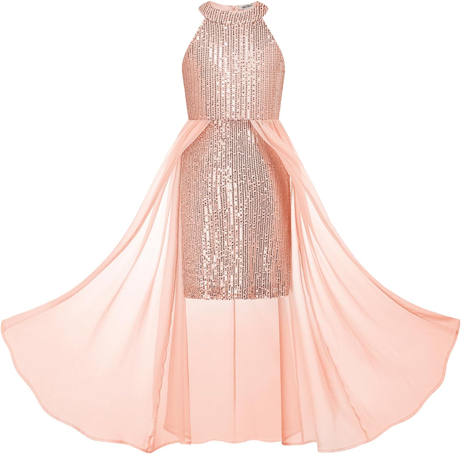 Girls Halter Neck Sequin Dress Kids Fancy Formal Party Christmas Sparkly Pageant Birthday Dresses