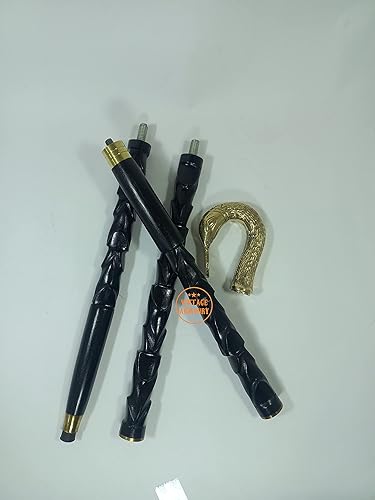 Miniatura 2 de Handmade Solid Brass Swan Bird Handle Walking Cane with Floral Design Black Stick