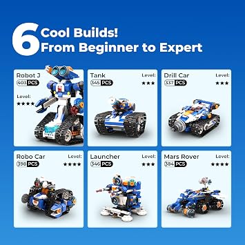 Apitor Robot J, STEM Toys for Kids Ages 8-12, Coding Robot, Building Kit | Scratch Jr Learning App, Programmble Boys Toys, Learning & Educational Gift Boys 7+, 6-in-1 Robotics Kit, Present Boys 8-12