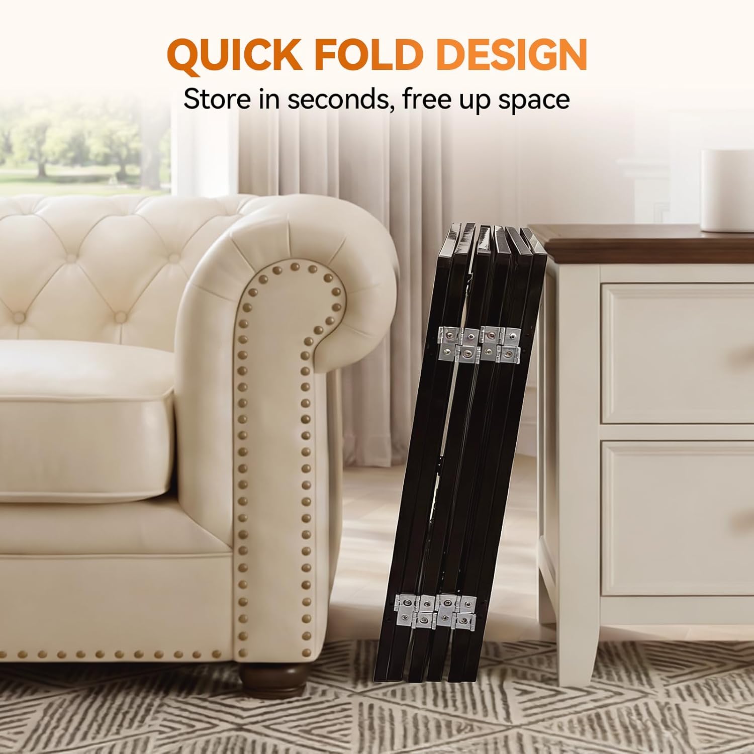 BFNN Metal Free Standing Dog Gate, 60" Extra Wide Foldable Pet Gate with Walk-Thru Door, Double-Locking Puppy Fence for Doorways, Stairs, Hallways, No Drill Heavy Duty Barrier for Dogs