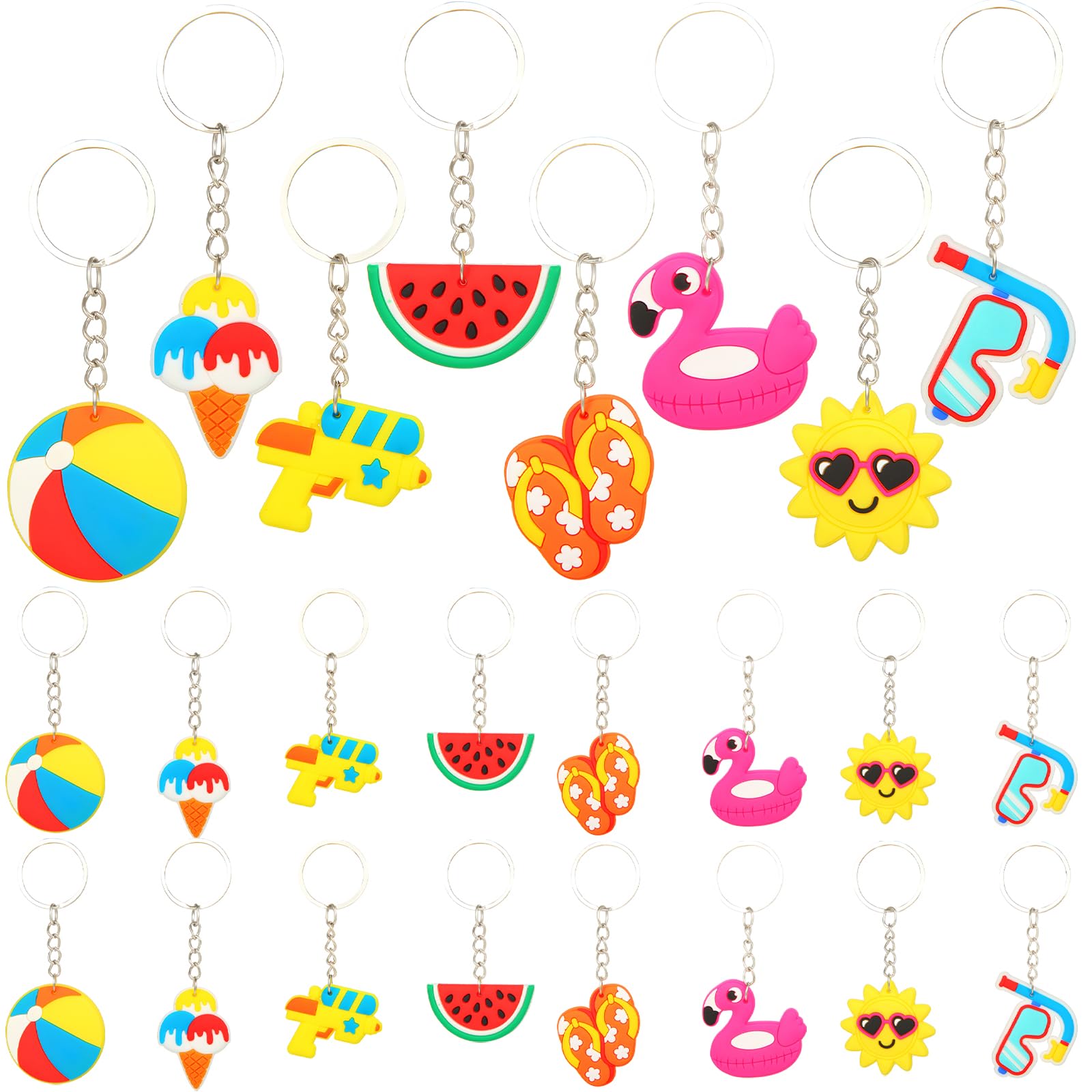 Acuiwer Keyrings 24PCS Hawaii Keychains Bag Fillers Supplies for Birthday Baby Shower Party Favors (Hawaii-24P)