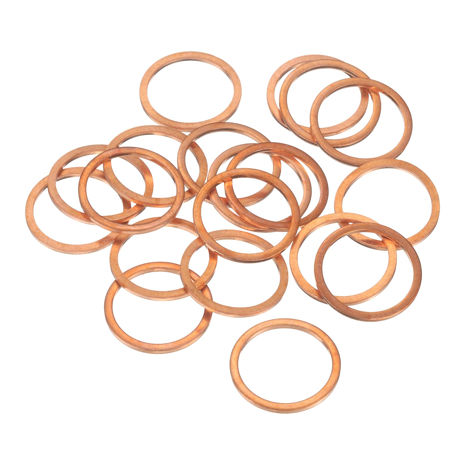 sourcing map 22 Pcs Flat Copper Washers, 25x30x2mm Copper Upgraded Flat Metric Sealing Crush Ring Washers for Hydraulic Fittings Screw Bolt Nut Electronic Repair