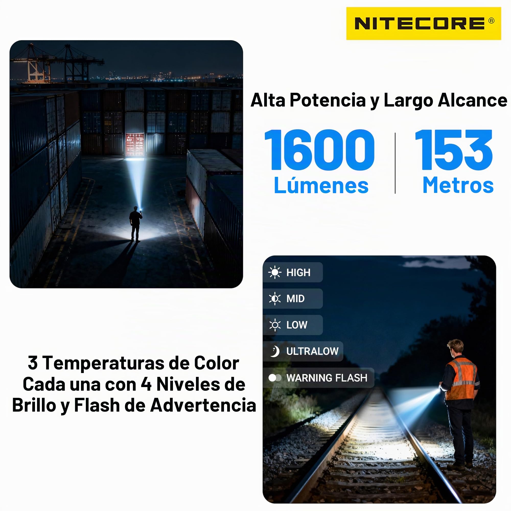 Nitecore EDC09 High CRl Tres Temperaturas de Color Ángulo Ajustable EDC Linterna