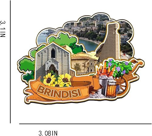 Miniatura 3 de Brindisi Puglia Italia - Imán de madera para nevera, monumentos 3D, recuerdos coleccionables, decoración hecha a mano -2555