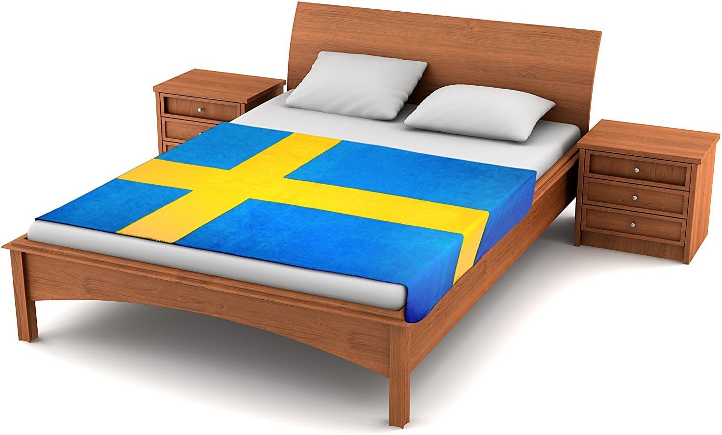 Fuzzy FlagsTM Sweden Flag Fleece Blanket - 80-inches x 50-inches - Oversized Swedish Flag Travel Throw Cover