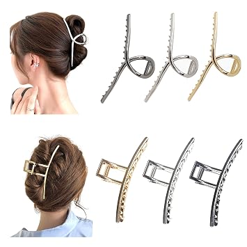 6 Pack Large Hair Claw Clips for Thick Hair, 5.3in Extra-Large Metal Hair Clips for Women, Hair Accessories for Styling and Securing Hairstyle