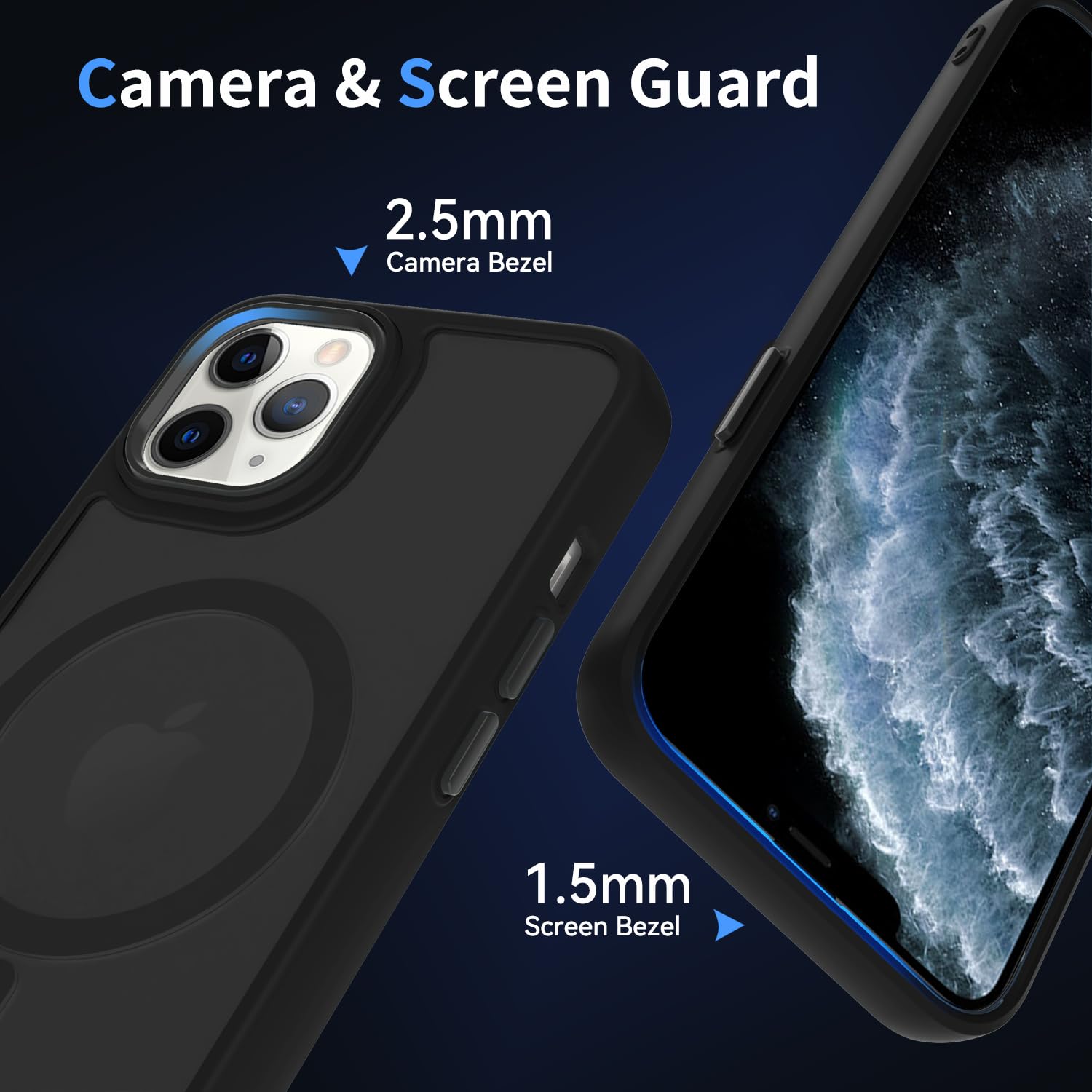 AOMYKE Cover Magnetica per iPhone 11 Pro, Custodia iPhone 11 Pro Compatibile con MagSafe, Traslucida Opaca Posteriore Sottile PC+TPU Bumper Antiurto Case - Nero