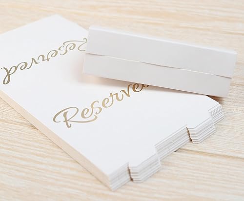 Miniatura 5 de Paquete de 20 letreros de mesa reservados blancos modernos con letras doradas, letreros reservados para bodas, accesorios de boda, letreros de