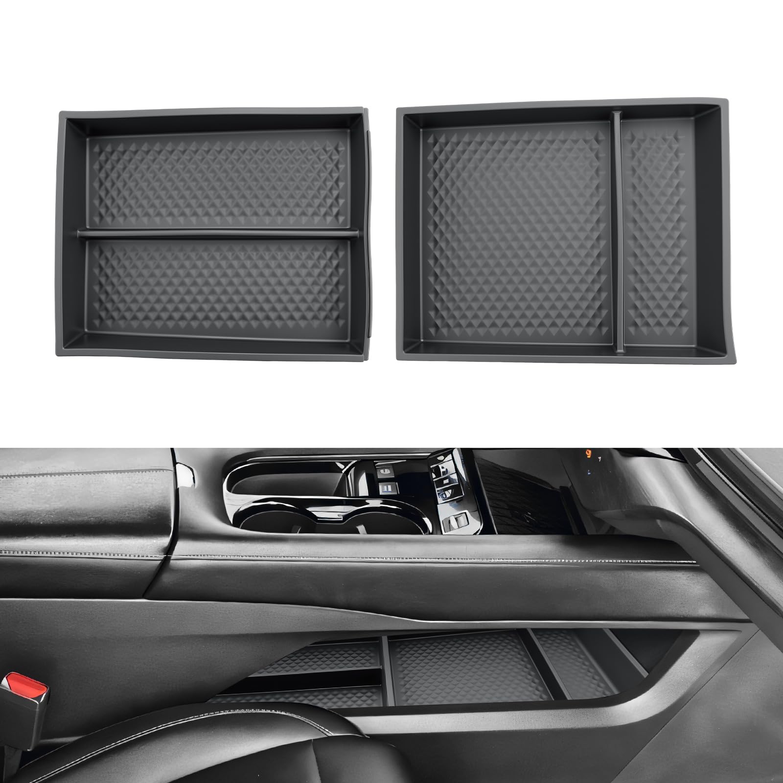 ECOZEN 2025 Murano Center Console Organizer - for 2025 Nissan Murano Lower Console Storage Tray - 2 Pcs Compatible with 2025 Nissan Murano(SV/SL/Platinum) Accessories Lower Center Console ABS