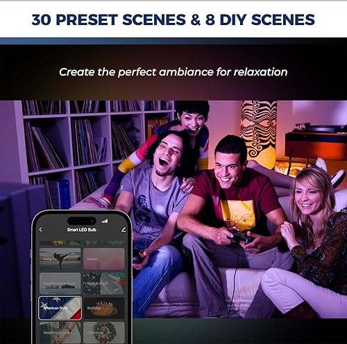 Miniatura 6 de Bombillas inteligentes equivalentes a 60 W, 9 W 800 lm, bombilla inteligente A19 E26 WiFi funciona con Alexa y Google Assistant, 2700-6500 K +
