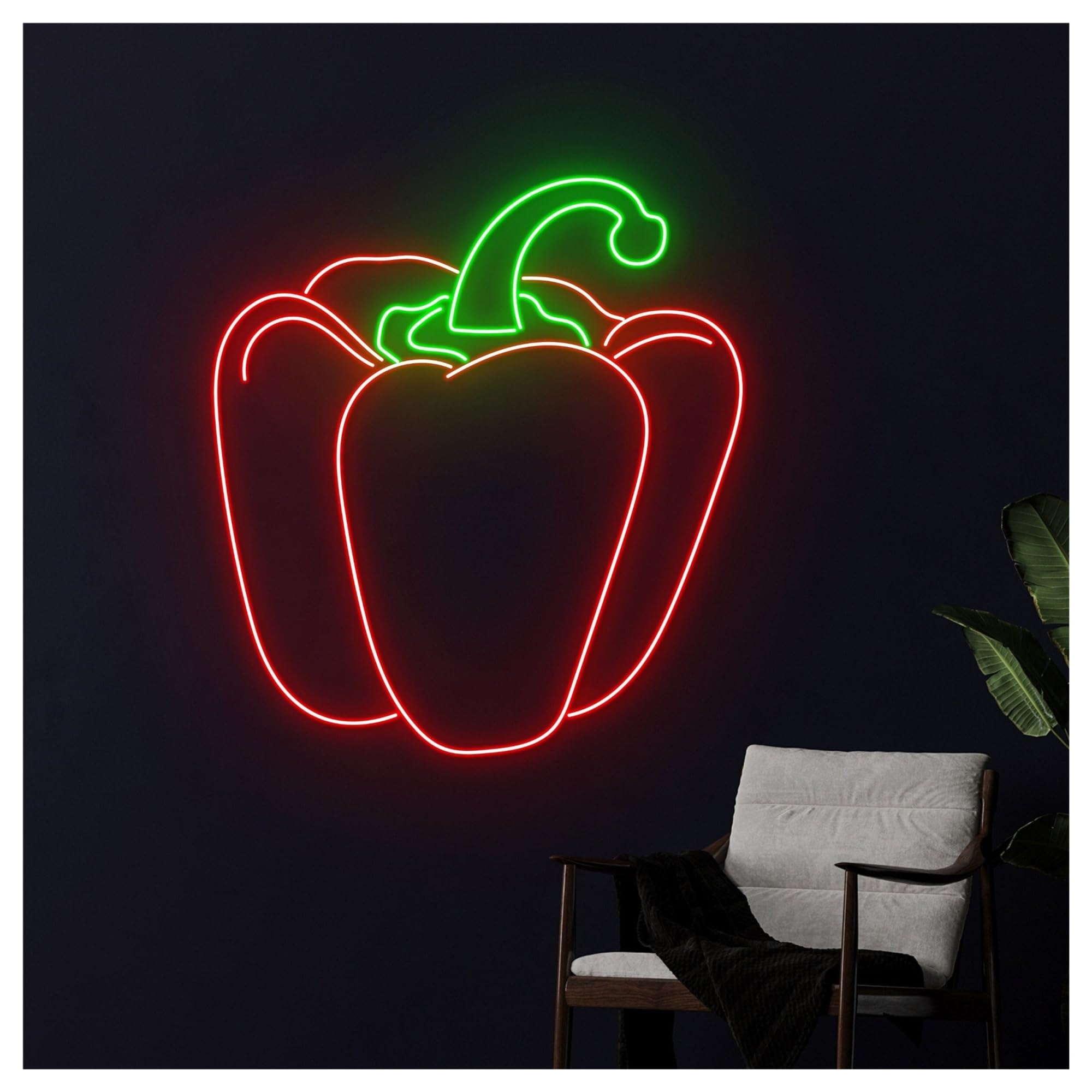SHOUXI Sign Lamp Bell Pepper Neon Sign, Suitable for Kitchen Wall Decor with Dimmable 50cm