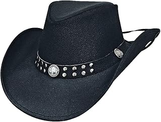Bullhide Montecalo Alston Top Grain Leather Aussie Style Western Hat Black