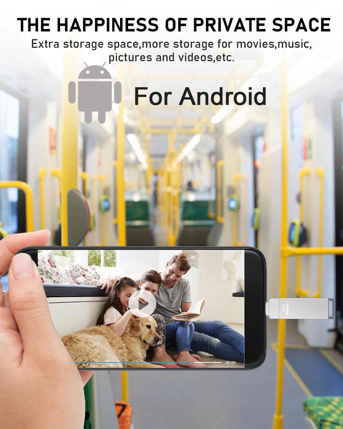 Chiavetta USB 256gb per Phone,Levida Pen Drive Penna USB 3.0 Pendrive 4 in 1 Photostick Chiave USB Type C con iOS,Android,Tipo C Porta/Smartphone, Computer, Laptop, PC,Argento