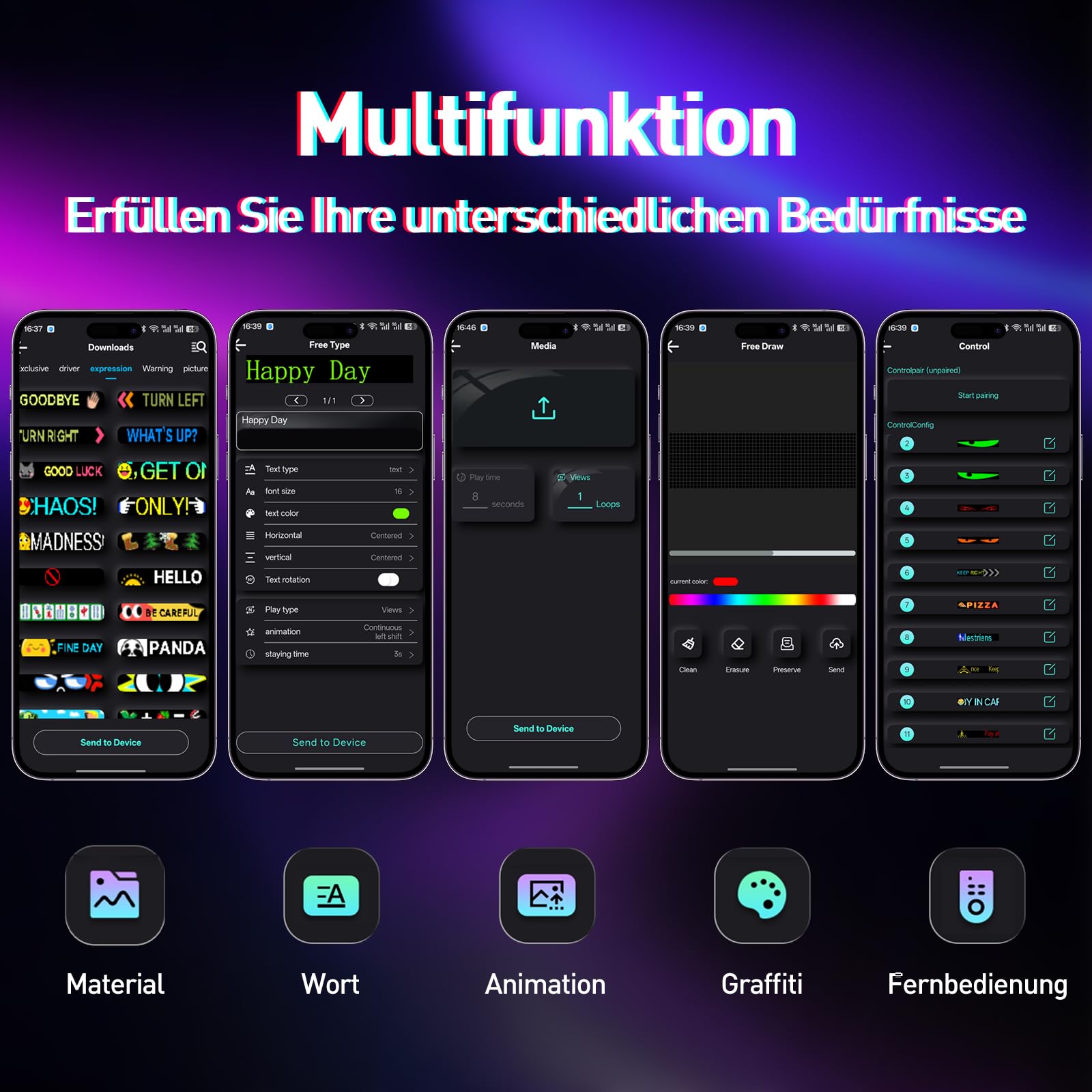 KZO Led Augen für LKW 60 * 12cm (2 PCS) Devil Eyes Licht for Auto, mit App/Fernbedienung, Perfect Sync, DIY Text/Bild, Wasserdicht, Flexibler LED-Bildschirm für Party/Geschäft/Dekoration,