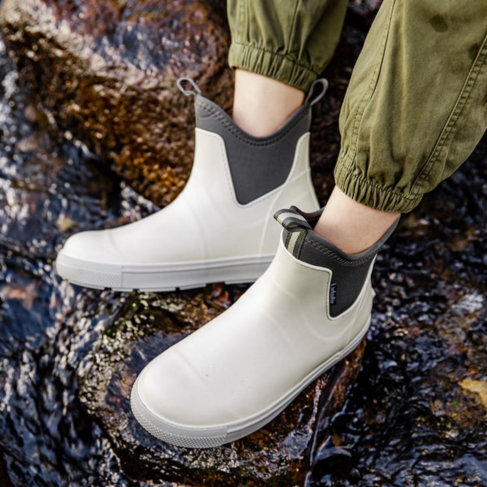 Bottes de Pluie Homme Bottes Caoutchouc Bottine Imperméable Chelsea Boot Chaussure de Jardin Étanche Boots Extérieure pour Randonnée et Travail