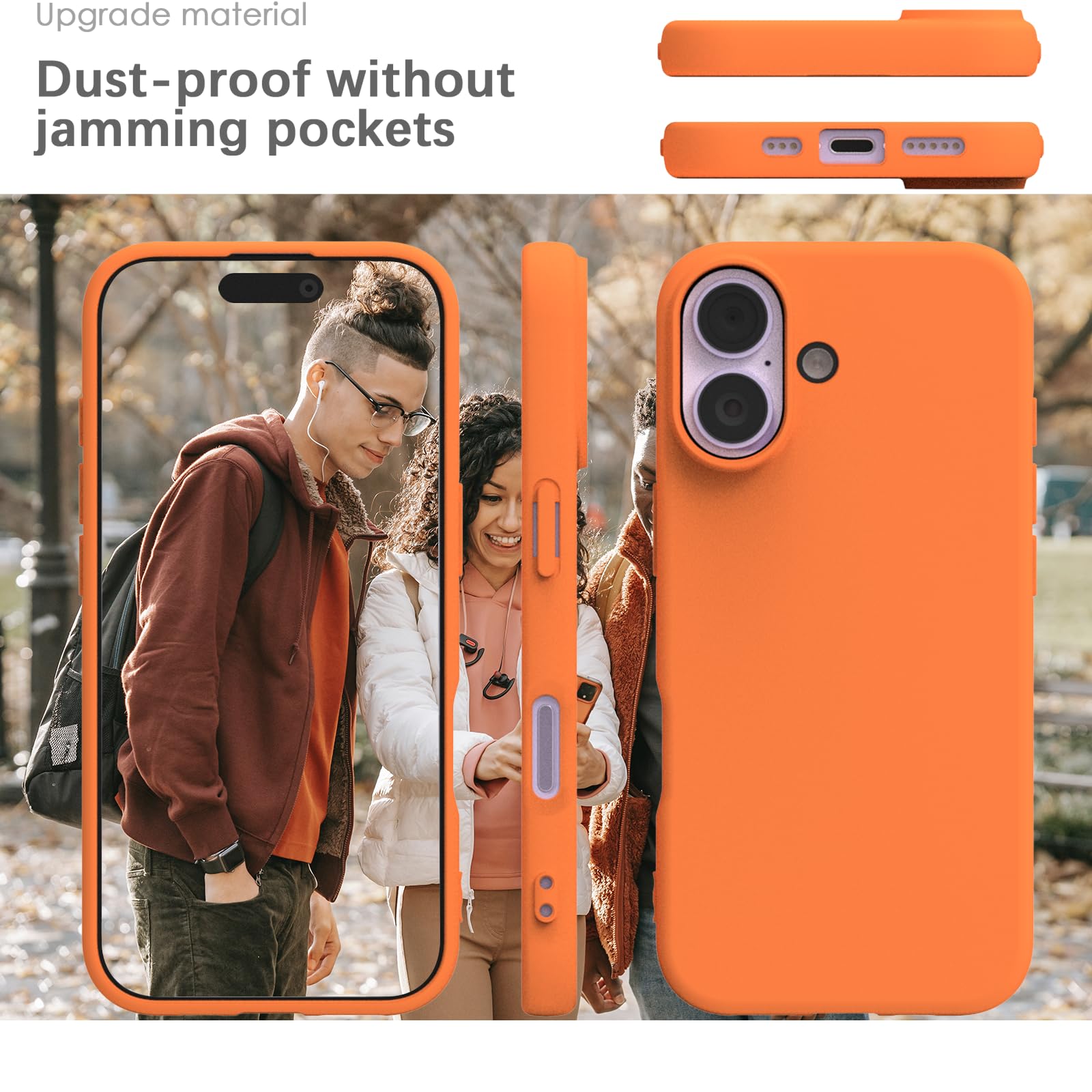 YATWIN Silicone Case for iPhone 17, Soft-Touch, Shockproof, DustProof, Antiskid Phone Cover for Apple iPhone 17 - Orange — Amazon image 7