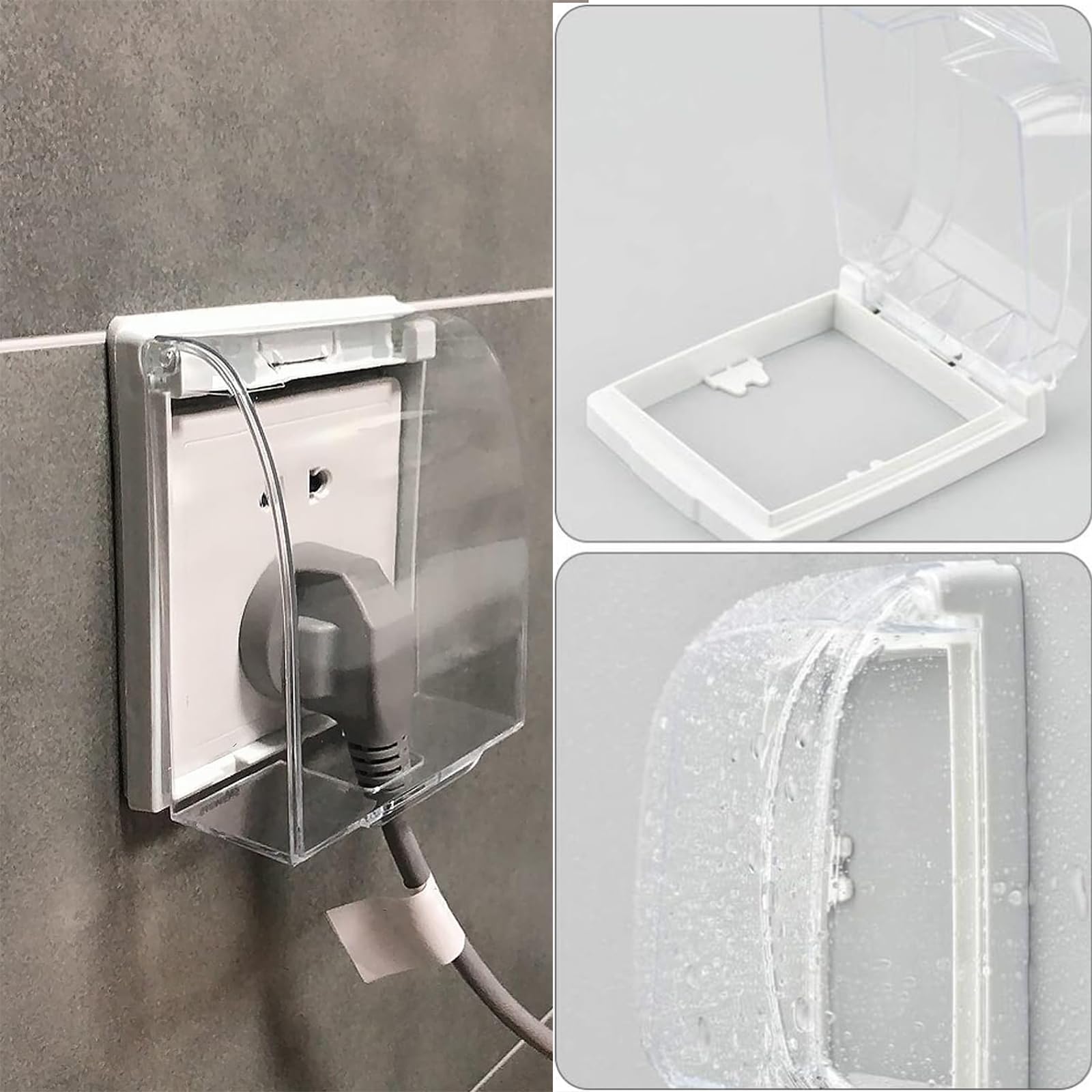 Cache Prise Électrique étanche 4PCS - Boîtier Protection Interrupteur Transparent/Noir - Anti-Éclaboussures