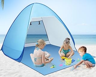 Pop Up Beach Tent - Moseem Beach Tent Pop Up for 1-3 Person Beach Tent Sun Shelter Foldable Outdoor Lightweight Waterproof Beach Tent UV 50+ Protection Sun Shelter for Adults,Baby,Pets