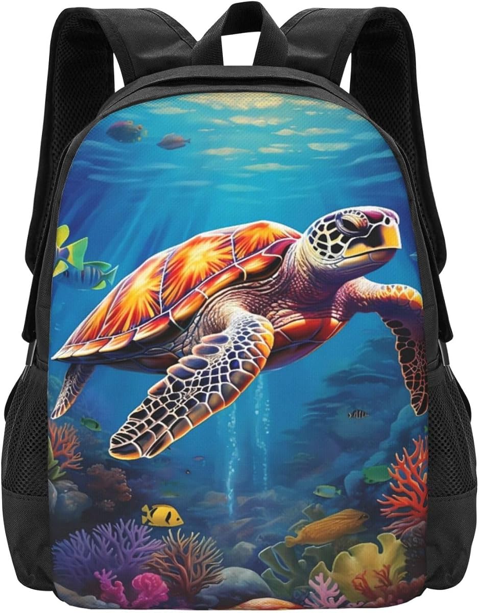 Mochila de viaje de gran capacidad con diseño de tortugas marinas para hombres y mujeres, portátil de 15 pulgadas con múltiples bolsillos para viajes de negocios, senderismo, camping, gimnasio