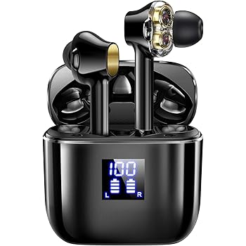 Bluetooth イヤホン 【業界新設計 デュアルドライバー 高音質】 ワイヤレス イヤホン 自動ペアリング ブルートゥース イヤホン 防水 マイク付き ハンズフリー通話 ノイズキャンセリング AAC Siri対応 両耳 左右分離型 最大108時間再生 iPhone/ipad/Android適用 (ブラック)
