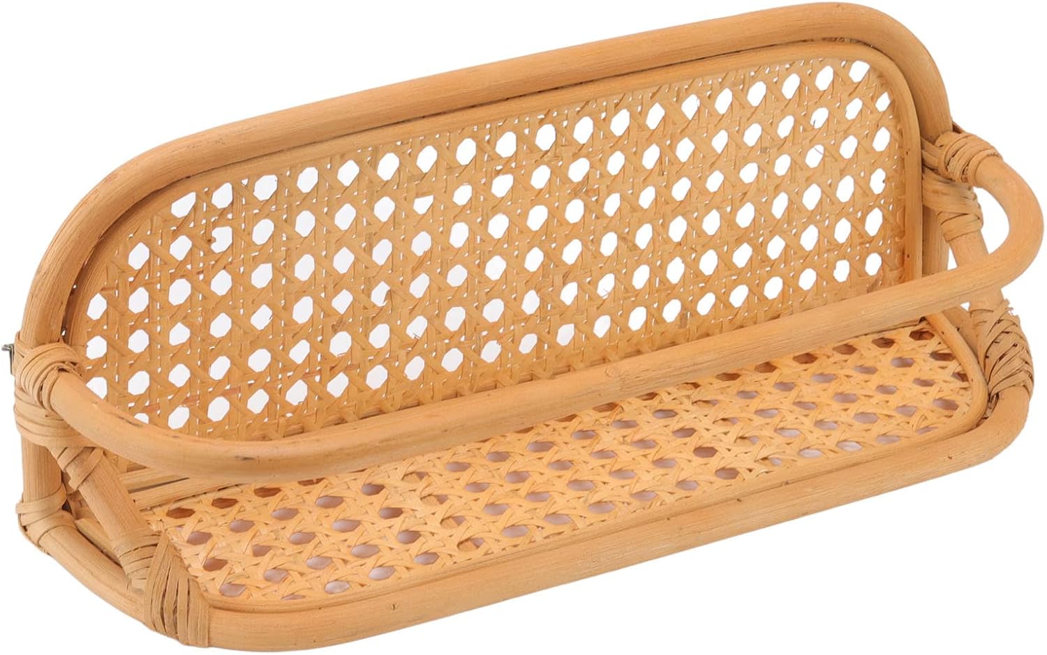 Focket Rattan Wall Shelf, Wall Mounted Shelf Natural Rattan