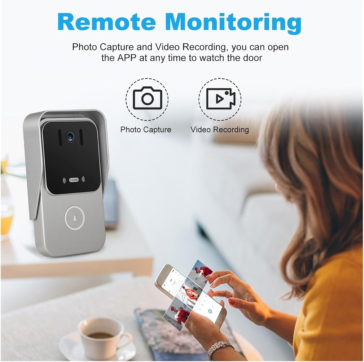 JFLNJKD ビデオドアベル スマートドアベル チャイム付き 1080P ビデオドアフォン インターホン IR カードロック解除