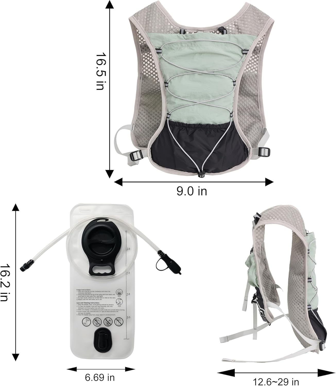 Hydration Running Vest for Women Men, Water Vest Backpack 2L, Lightweight Hydration Pack Water Backpack for Hiking, Trail Marathon Race
