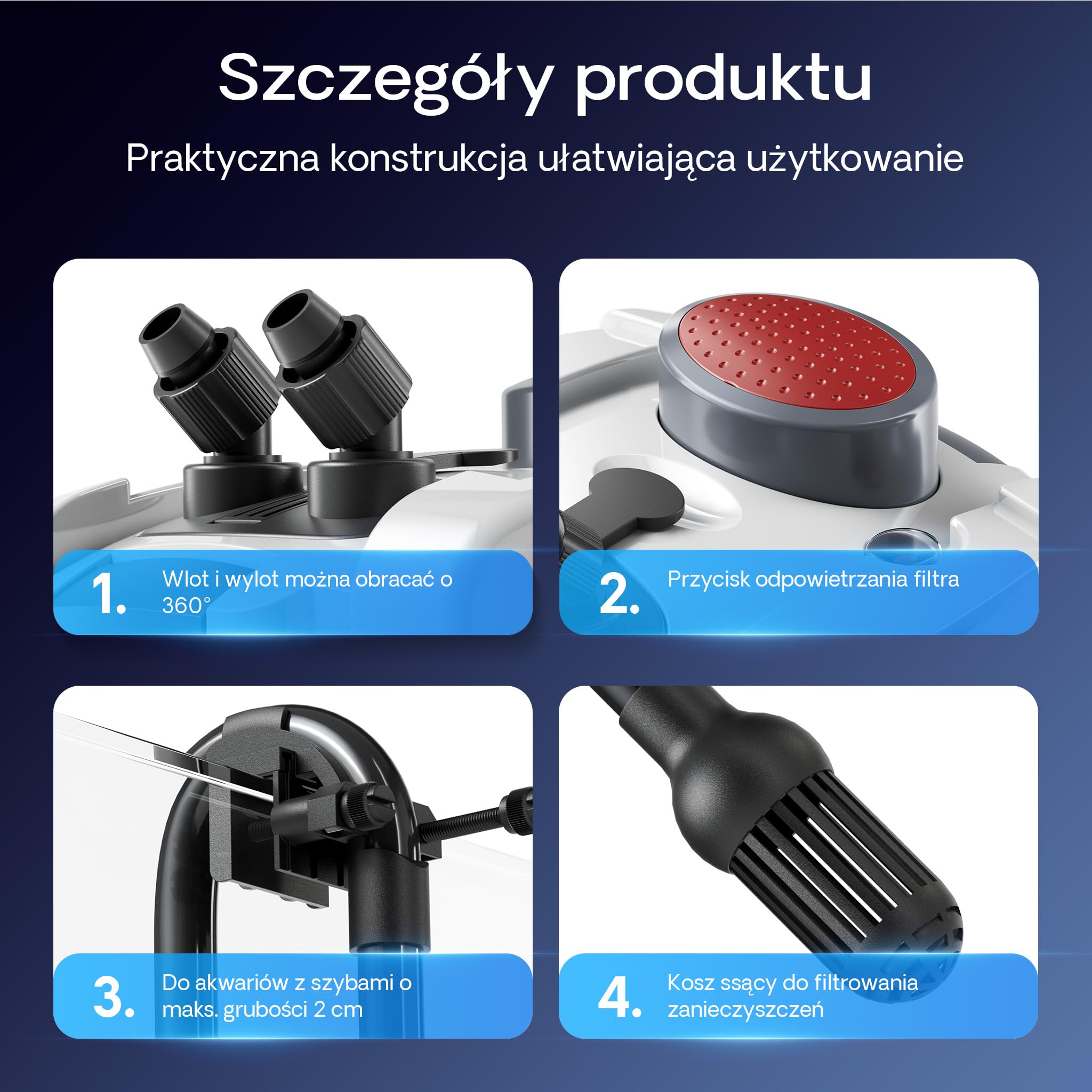 SunSun HW-703A Filtr zewnętrzny do akwarium 30W 1400l/h z 3-stopniową filtracją komorową