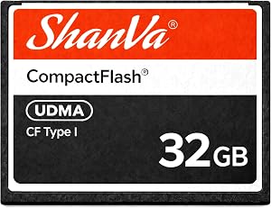 ShanVa 32GB CompactFlash Card – UDMA CF Memory Card for Older DSLR Cameras, Professional Cameras, HD Camcorders, Industrial Equipment & Music Samplers