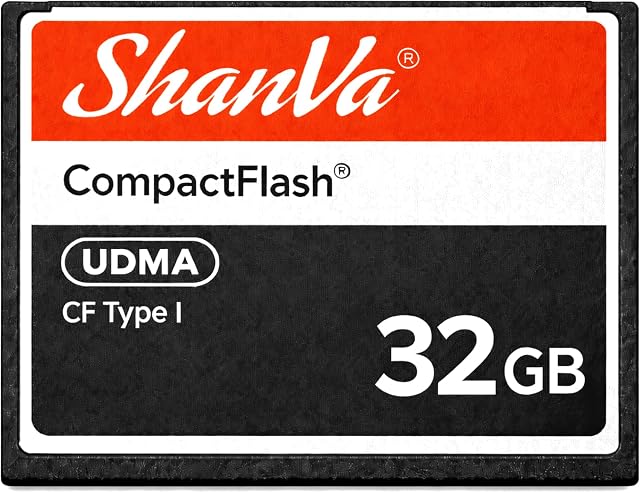 ShanVa 32GB CompactFlash Card – UDMA CF Memory Card for Older DSLR Cameras, Professional Cameras, HD Camcorders, Industrial Equipment & Music Samplers