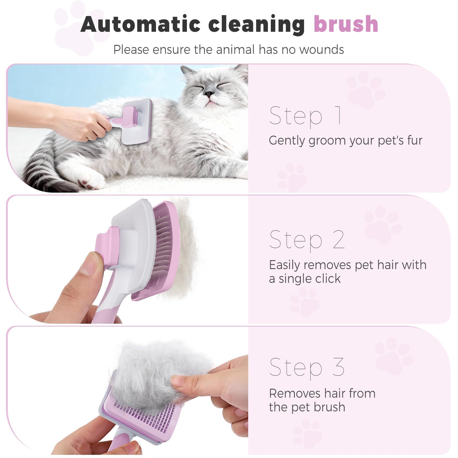 Diboniur Spazzola per Cani e Gatti, Autopulente Spazzola per Pelo Lungo e Corto, elimina efficacemente la tomentosi, sottopelo, grovigli (rosa)