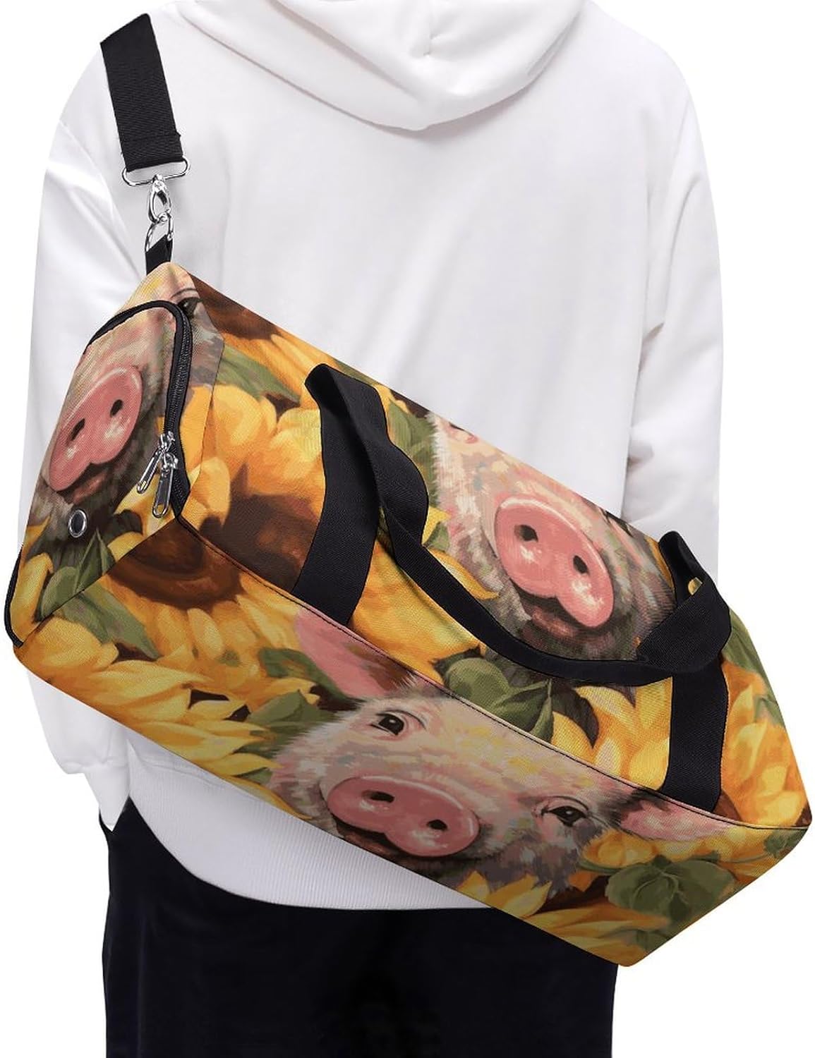 Gym Bag Duffle Bag Smiling Printed Yoga Bag Printed Backpack Duffel Bag Small Gym Bag for Travel Sports