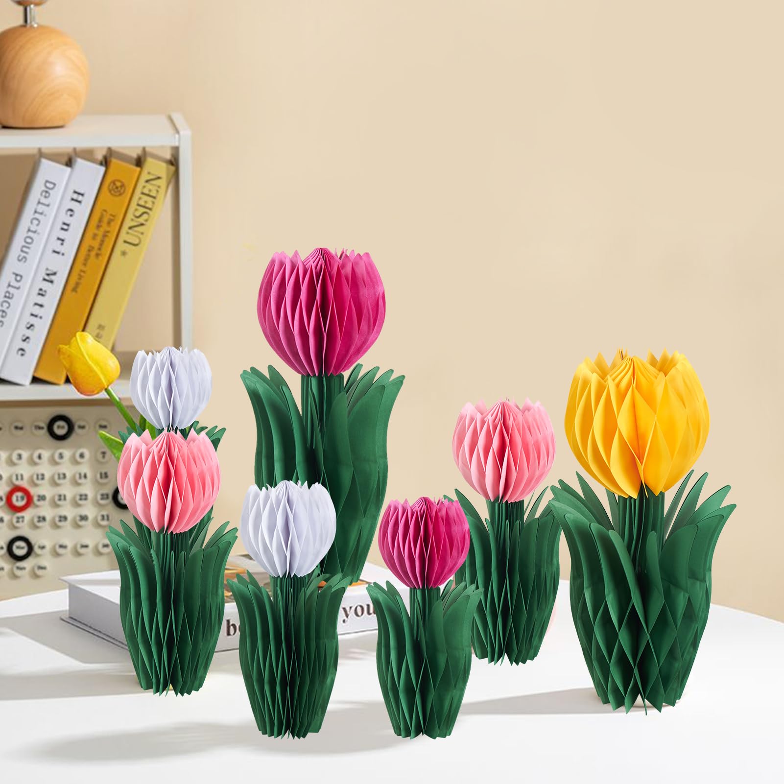 SUNBEAUTY 8 PCS Flower Honeycomb Decoration Tulip Honeycomb Decoration Mother's Day Decoration Tulip Decor Spring Decor Tulips Table Centerpieces Decorations Spring Decorations for Home Office - Image 4