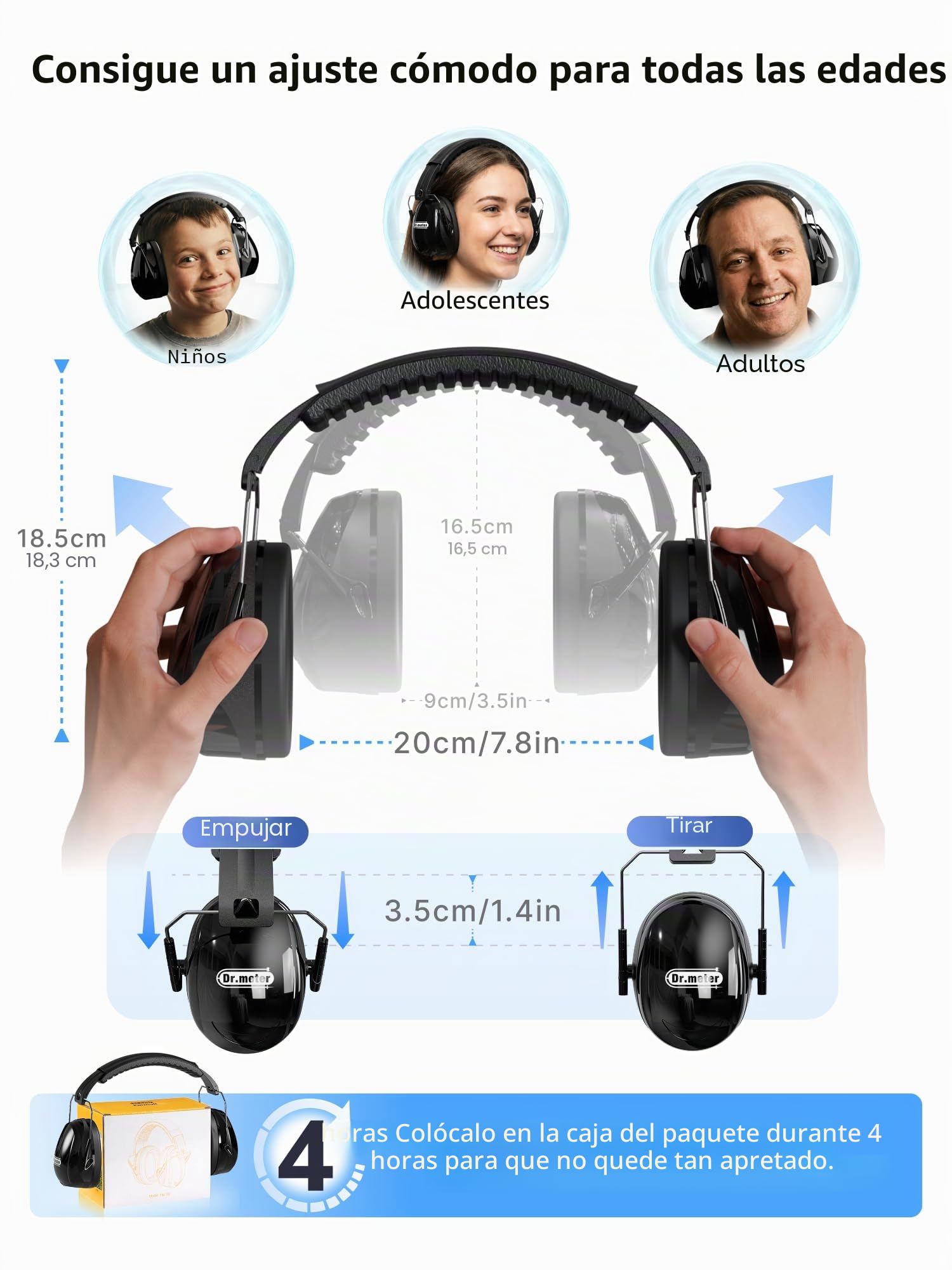 Dr.meter Cascos Antiruido Adultos 31dB, Cascos de Obra Protectores Auditivos Ajustables para Trabajo, Construcción, Tiro Deportivo y Estudio, Cascos Insonorizados Aislantes de Ruido