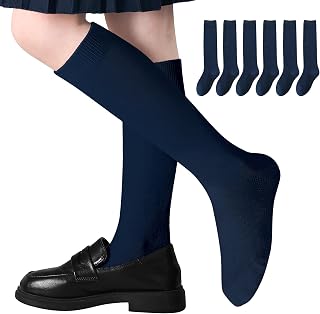 Boys Knee High Socks Girls Long Tube Socks Breathable Seamless Kids Knee High Stockings Cotton School Uniform Socks 6 Pairs