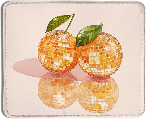 Alfombrilla de mouse naranja, alfombrilla de mouse de bola de disco naranja retro Y2K para mouse inalámbrico, computadora portátil, accesorios de