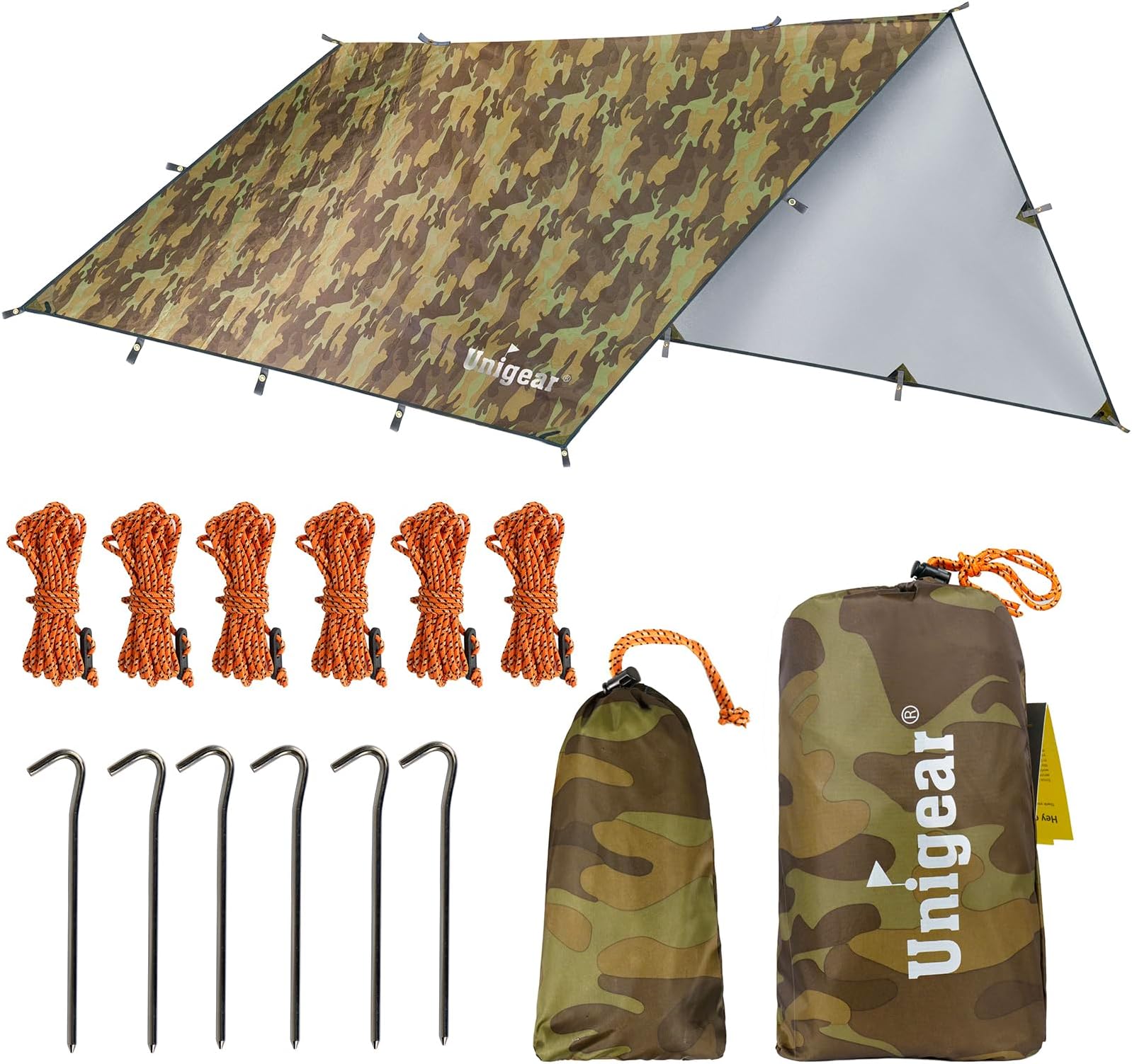 Unigear Tarp Rain Fly Tarp Waterproof Tent Cover Hiking Shelter Foldable Lightweight Waterproof for Camping and Protection Against Rain, Snow and Sun