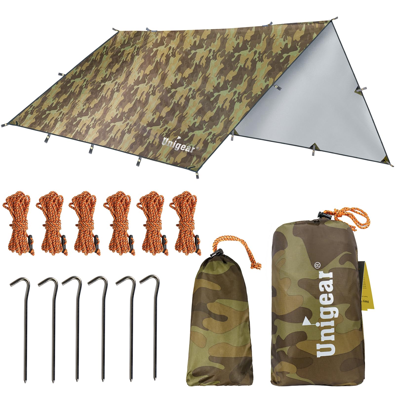 Unigear Tarp Rain Fly Tarp Waterproof Tent Cover Hiking Shelter Foldable Lightweight Waterproof for Camping and Protection Against Rain, Snow and Sun