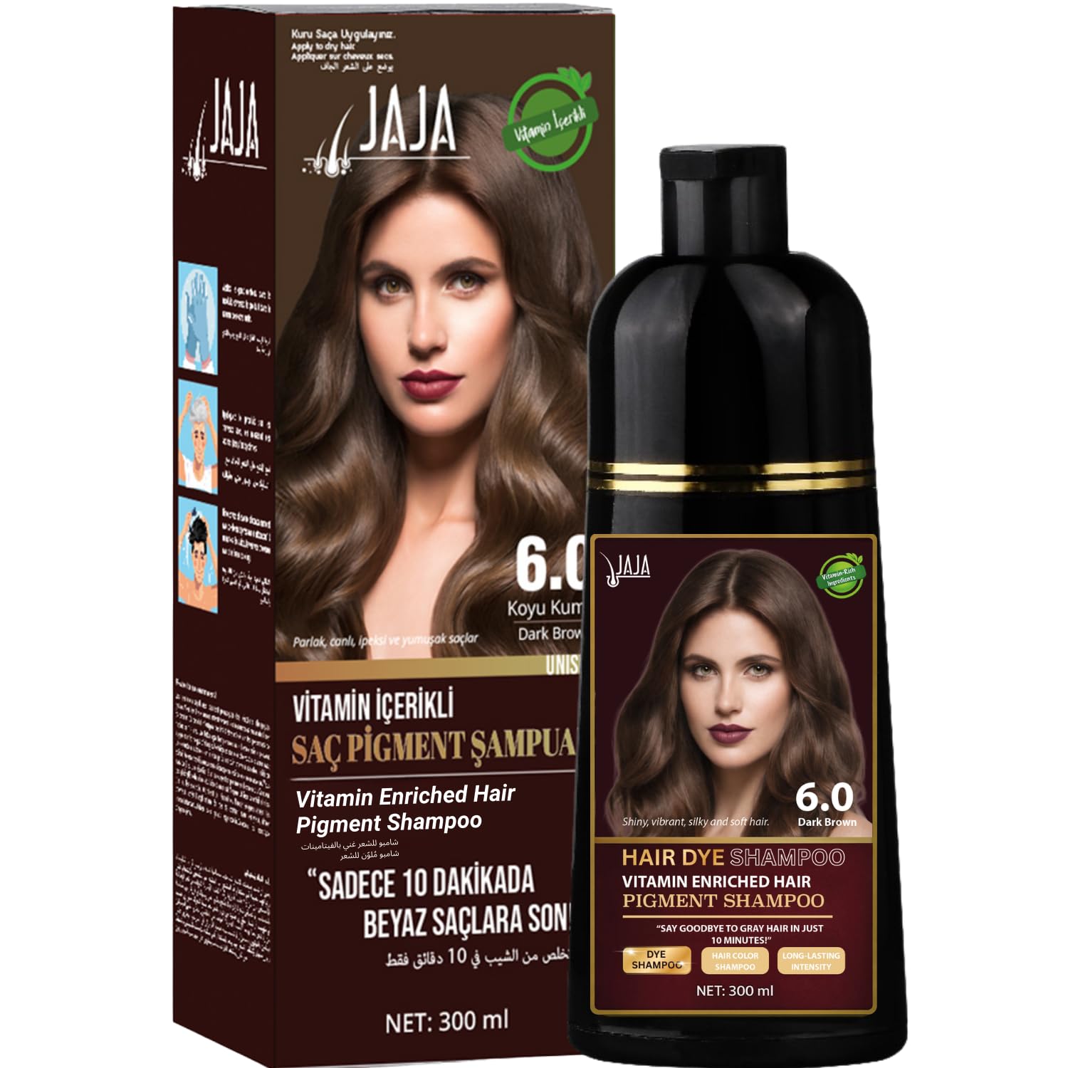 Amazon.com : jaja Hair Dye Shampoo for, Dark Brown Gray Hair