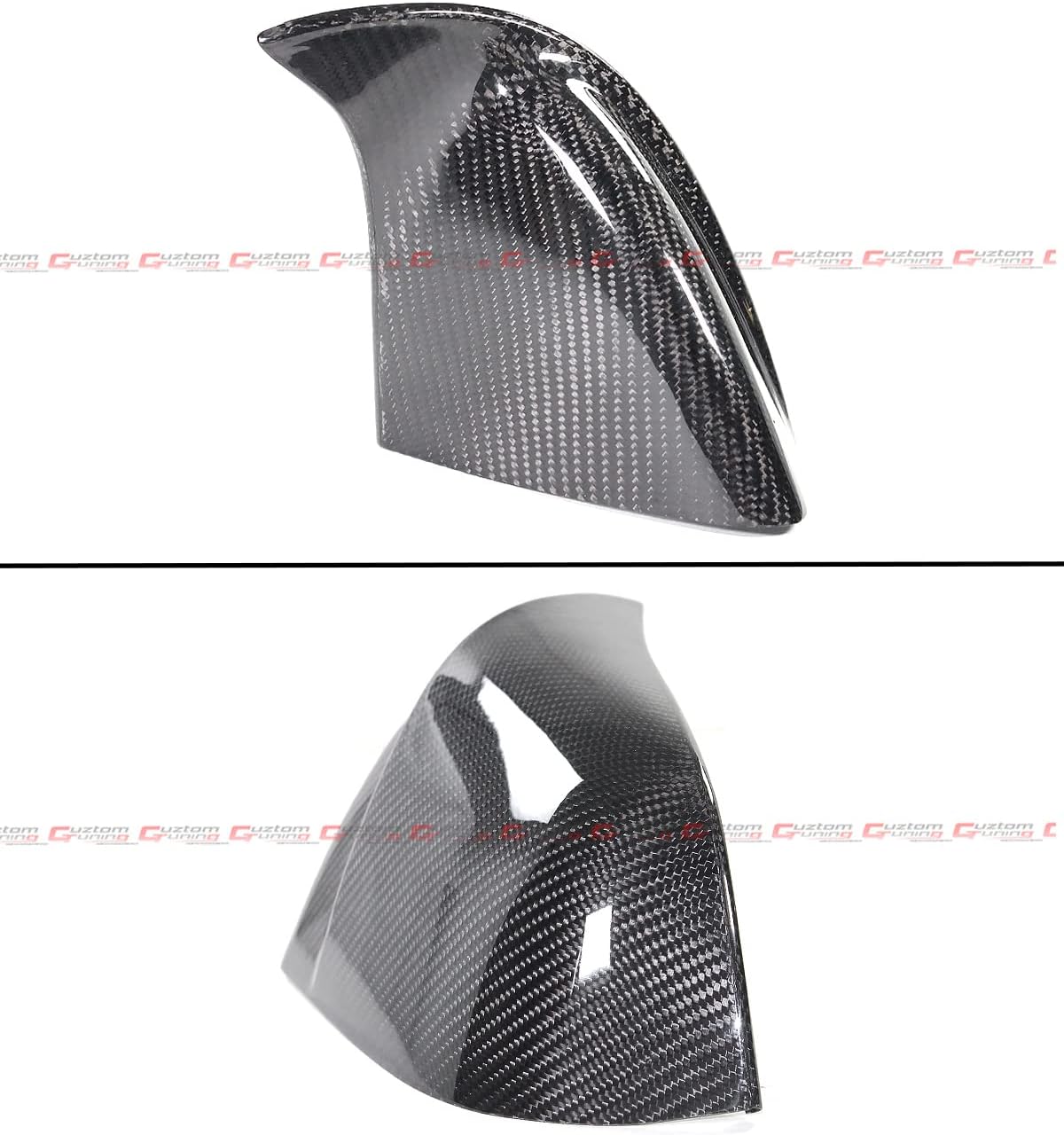 Set of 2 Real Carbon Fiber Direct Add-On M Wing Style Side Mirror Cover Caps Compatible for 2020-2024 Tesla Model Y Long Standard Range Performance All Models