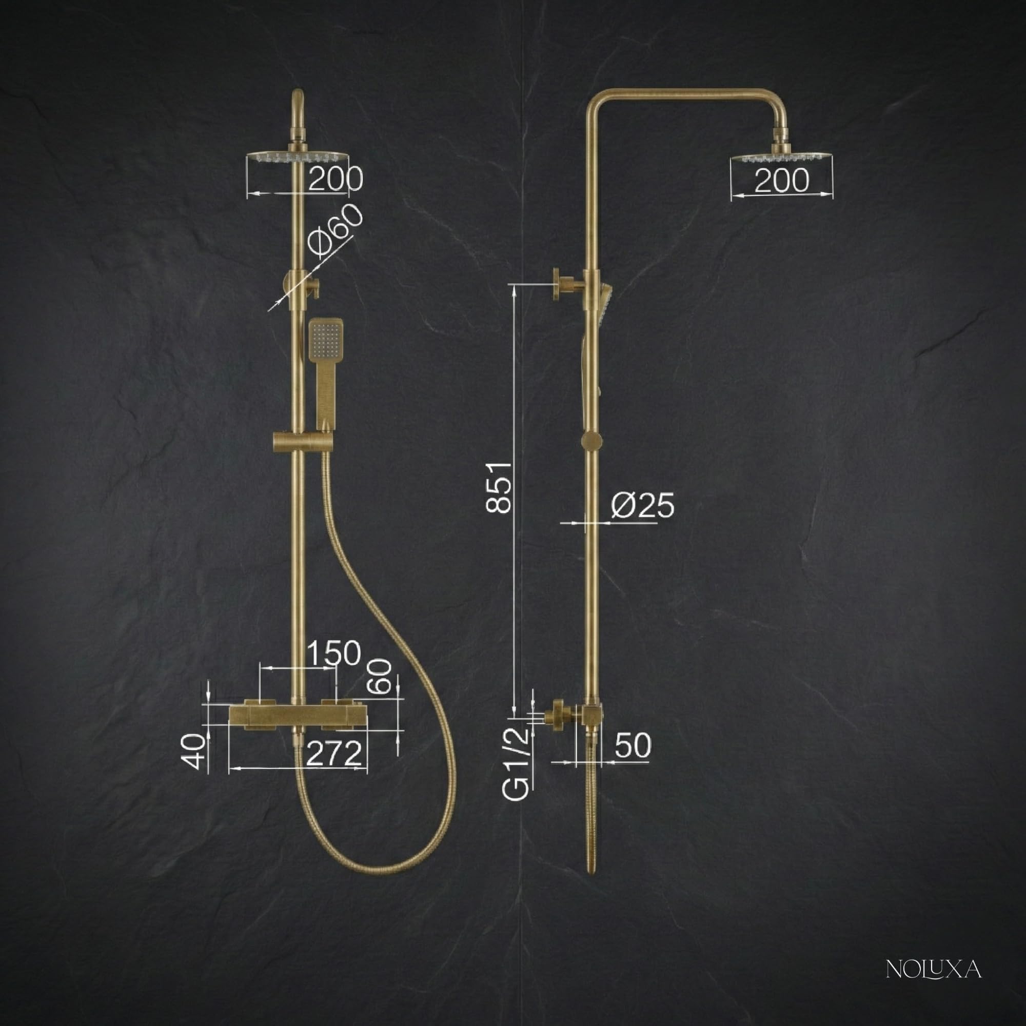 IMEX - Columna Ducha Termostatica con Grifo | Conjunto de Ducha con Alcachofa y Rociador Antical Efecto Lluvia | Griferia en Latón y Acero Inox S.304 con Barra Extensible | Serie Art | Color Cromado
