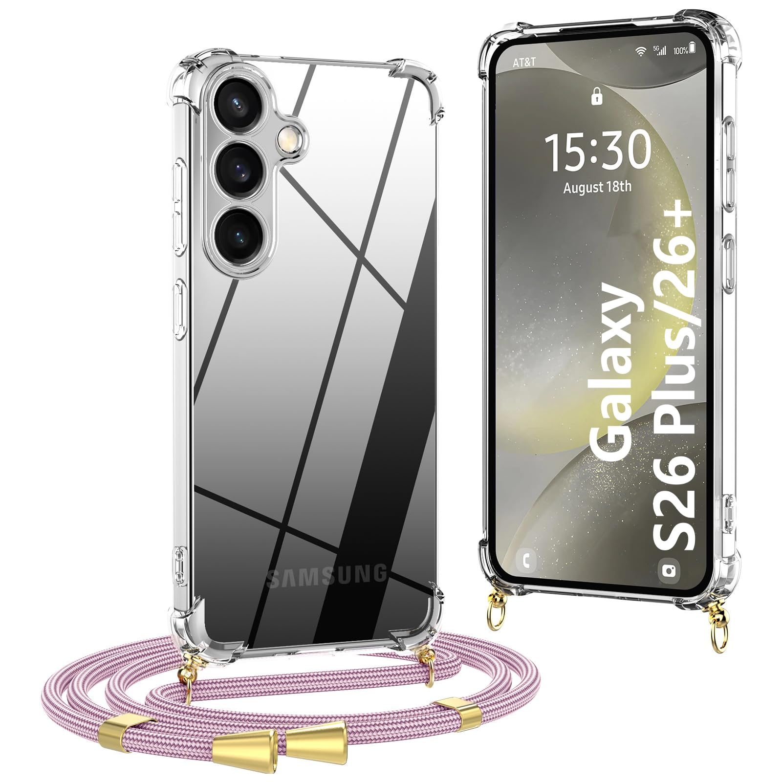 OLEPHY Handykette kompatibel mit Samsung Galaxy Hülle, Necklace Hülle mit Band Handyhülle für zum Umhängen, Soft Transparent Schutzhülle mit Schnur [Stoßfest] [Längenverstellbar]
