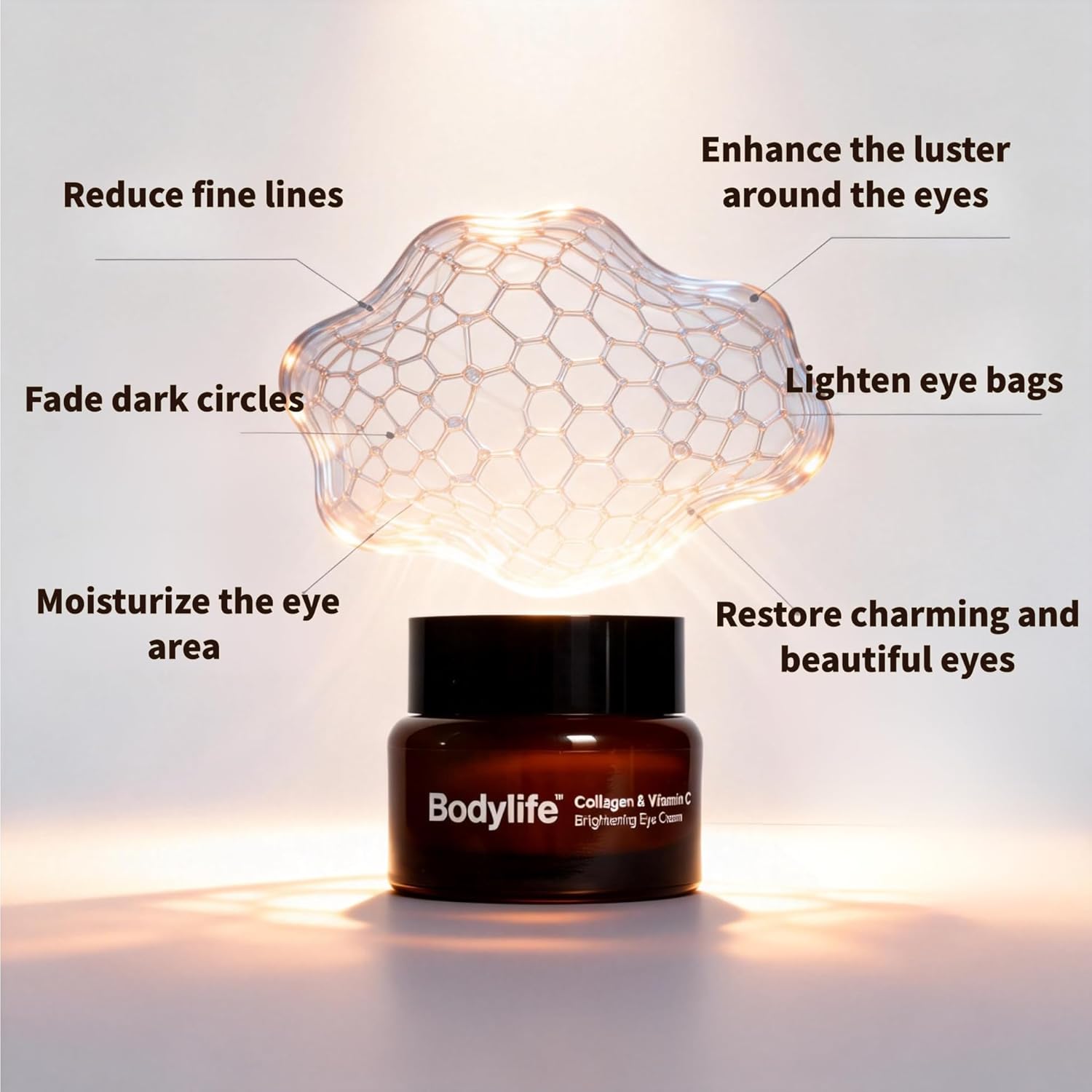 Collagen Vitamin C Eye Cream,Age Correcting Eye Cream,Collagen Caffeine Reduce Wrinkles with Vc Peptide for Wrinkles Dark Circles Puffiness Fine Lines-1.06oz - Image 4