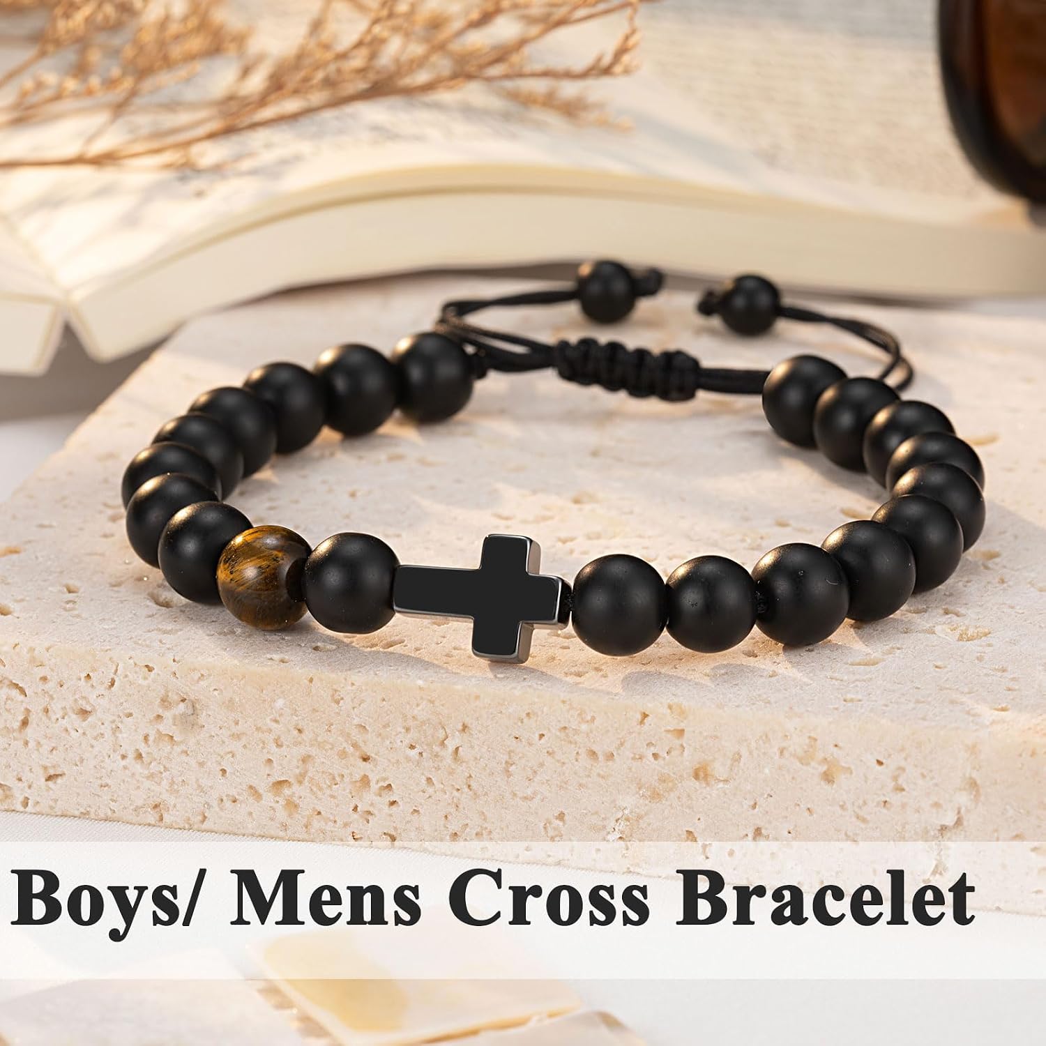 To Mens Boys Gifts Cross Bracelet for Son, Grandson, Dad, Husband, Godfather, Men - Birthday Graduation Retirement Christmas Christian Gift for Teens Boys Men