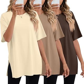 Huukeay 3 Pack Women's Oversized T Shirts Workout Tops